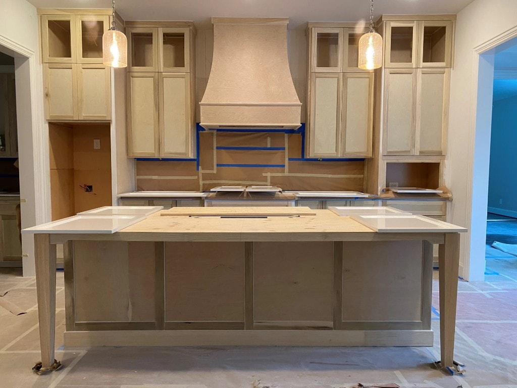 Custom kitchen cabinet installation during a Northern California home remodel